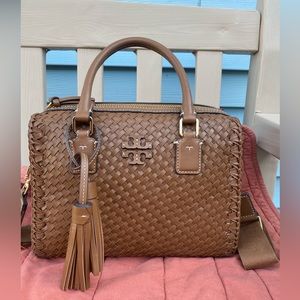 Tory Burch Thea Woven Web Small Satchel